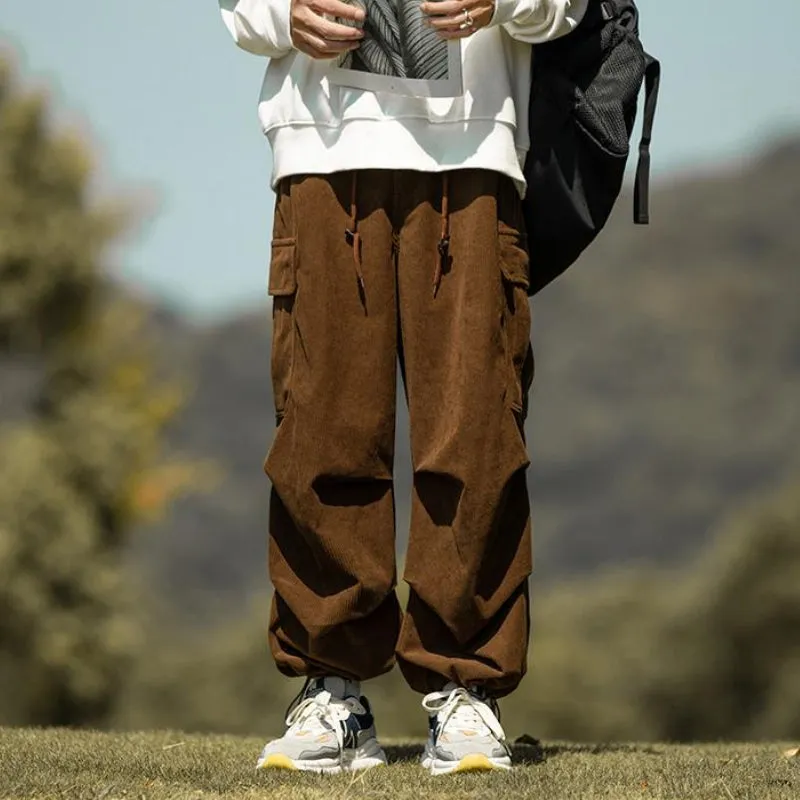 Japanese Retro Loose Corduroy Pocket Pants