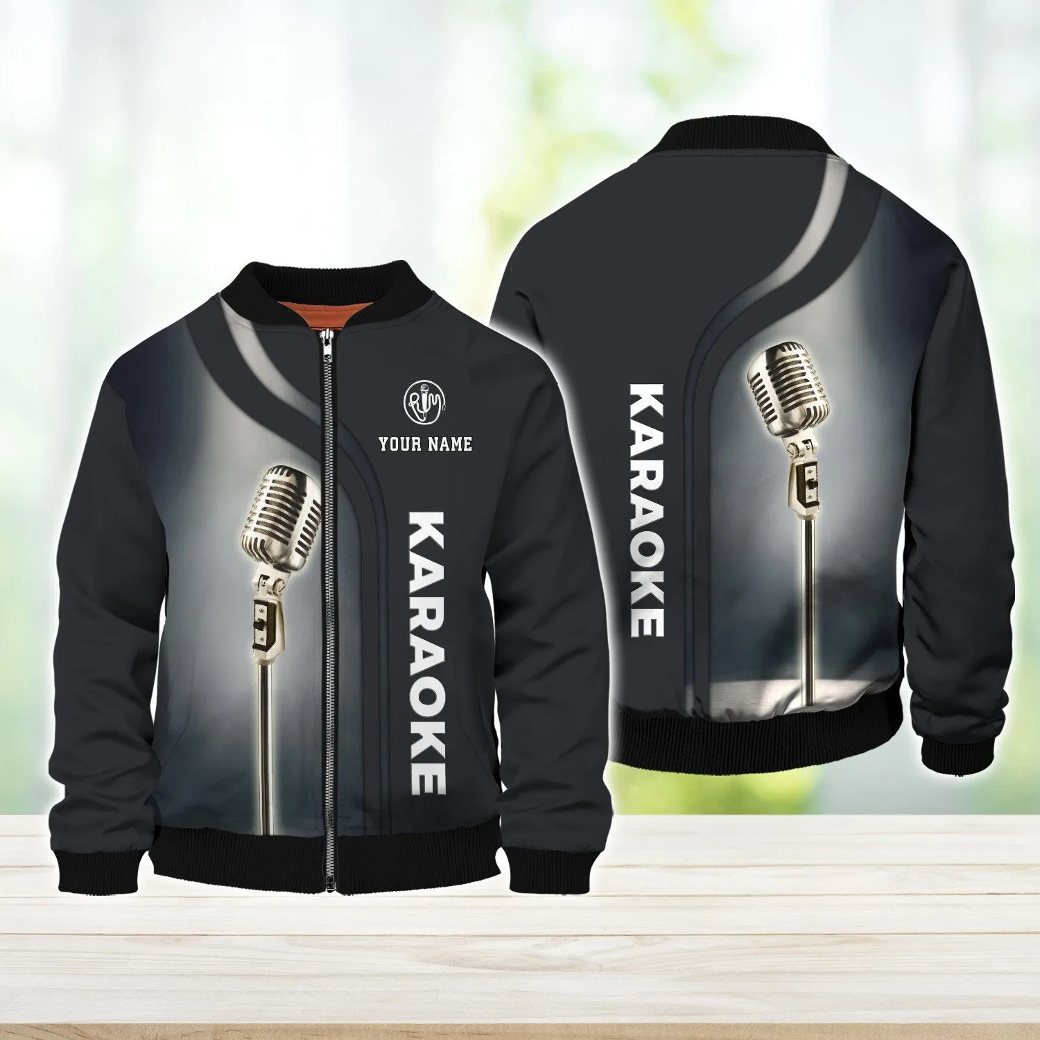 Karaoke Micro Black Pattern Custom Name 3D Sweatshirt, Christmas Gift for Karaoke Lovers