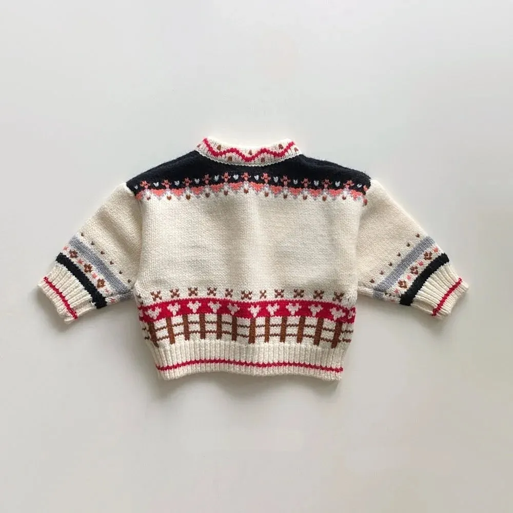 Knitted Bear Button-Down Cardigan