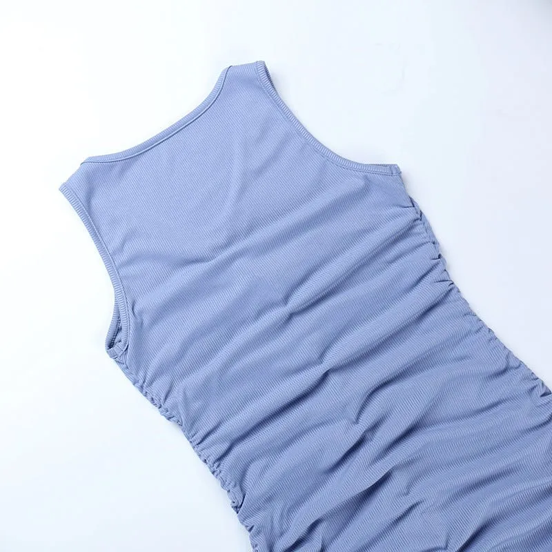 Knitted Pleated Sleeveless Dress Feminine
