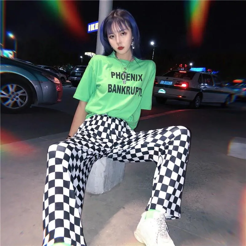 Korean Pants Vintage Checkerboard