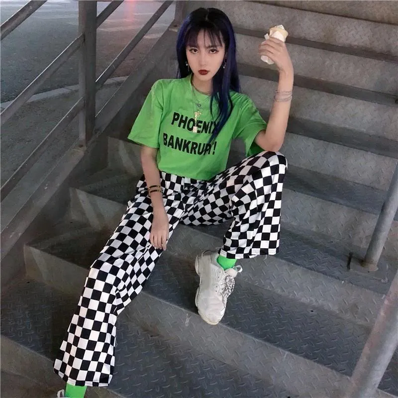 Korean Pants Vintage Checkerboard