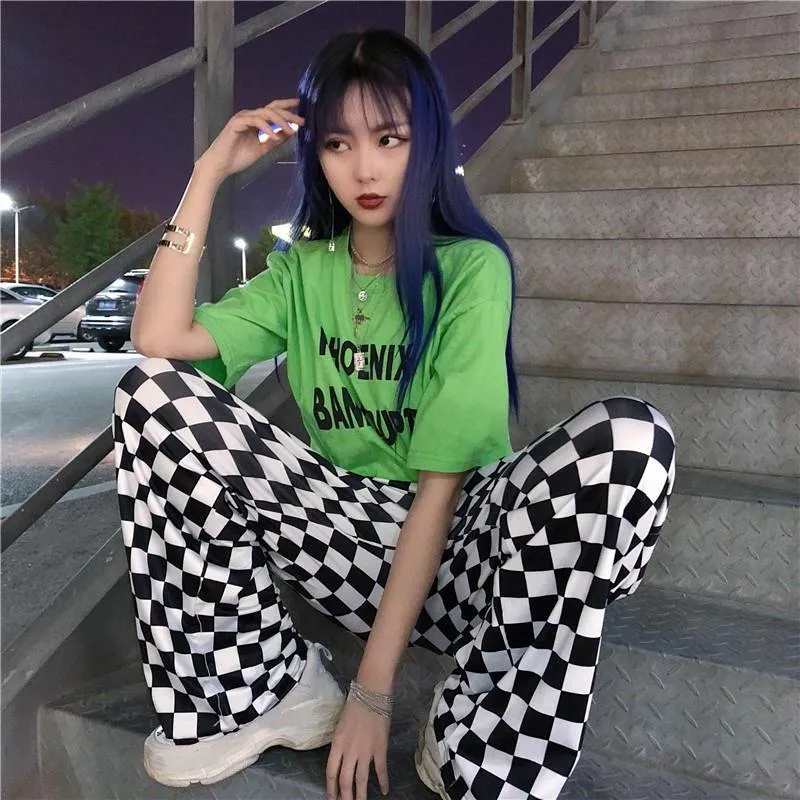 Korean Pants Vintage Checkerboard