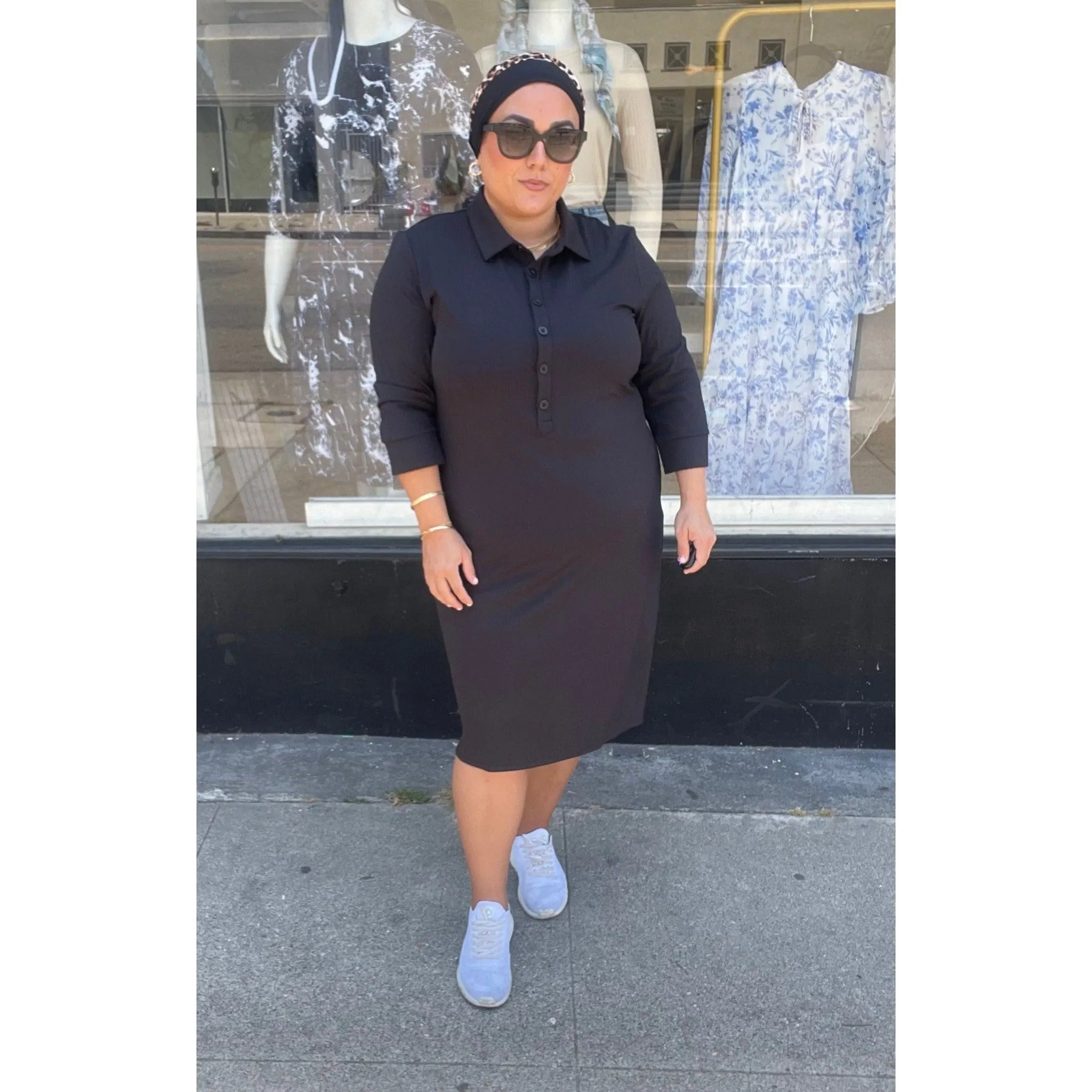 Ladies Modest Swim Dress - Black, Sizes XS-XL