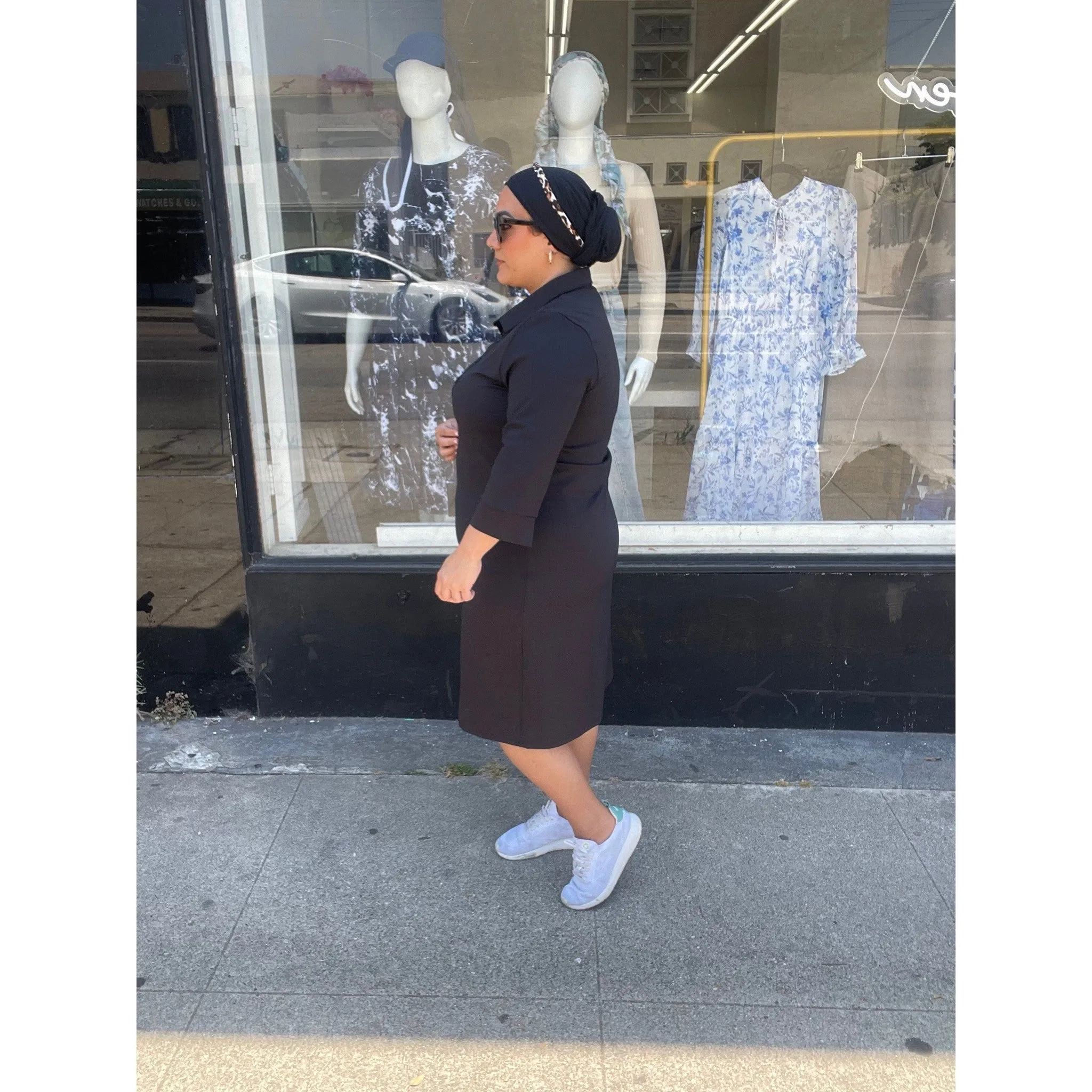 Ladies Modest Swim Dress - Black, Sizes XS-XL