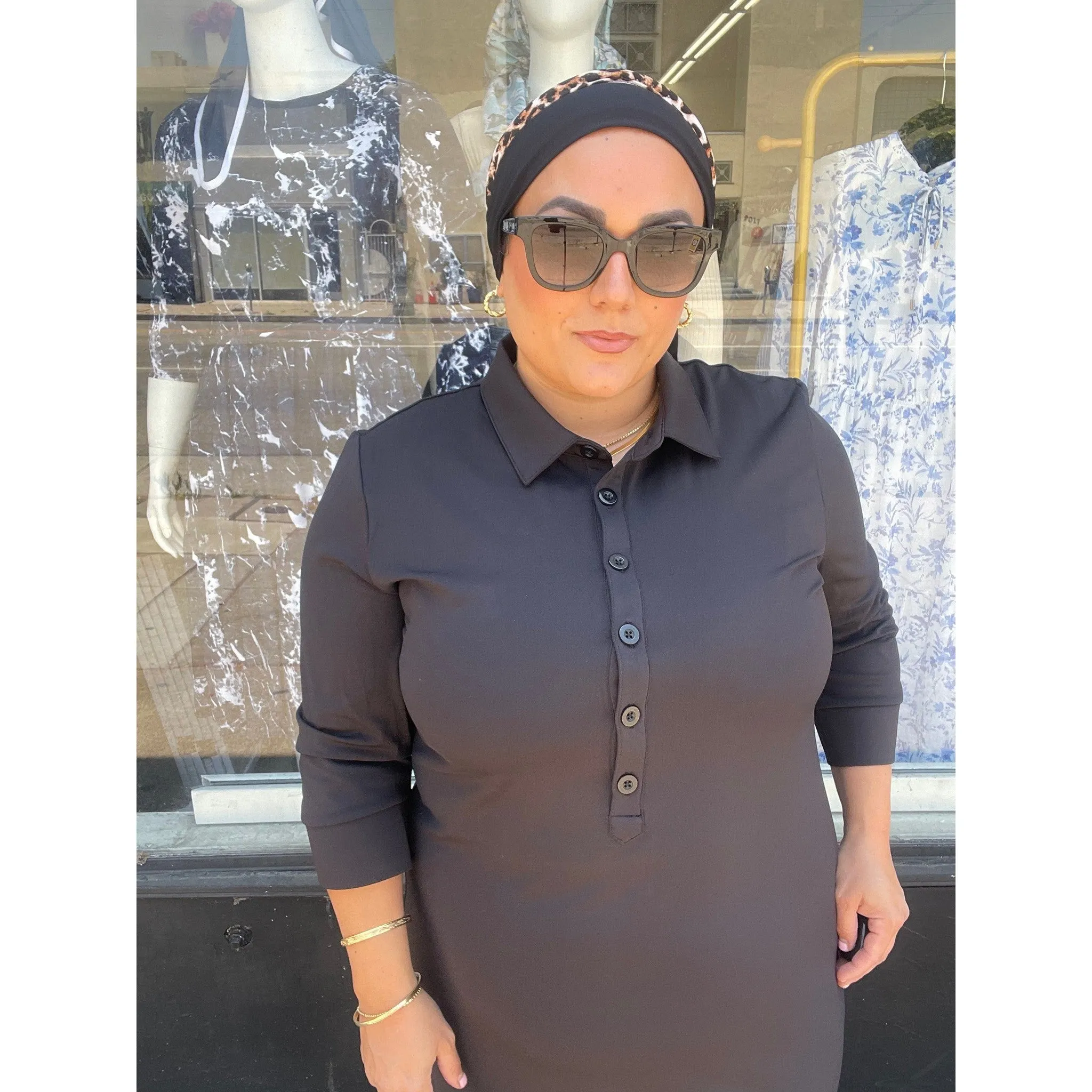 Ladies Modest Swim Dress - Black, Sizes XS-XL