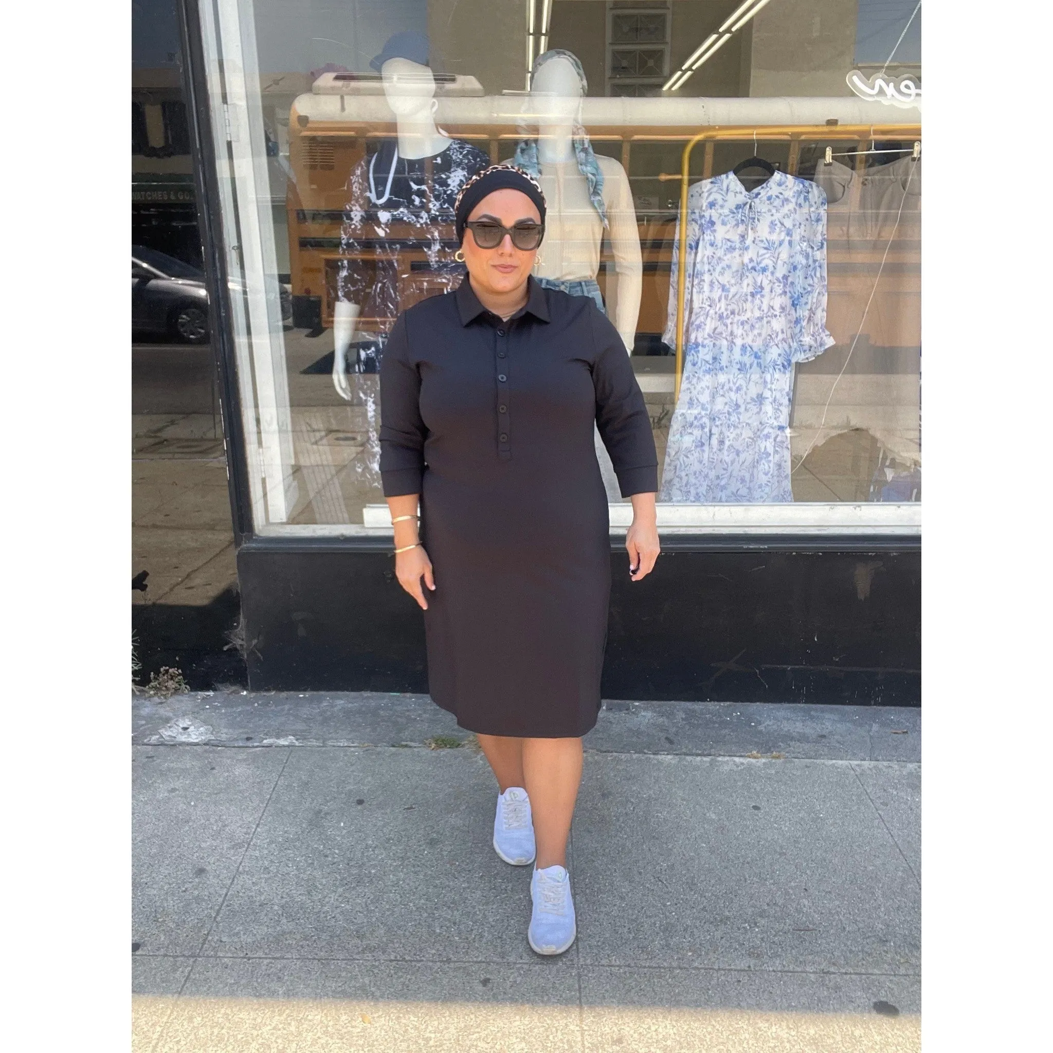 Ladies Modest Swim Dress - Black, Sizes XS-XL