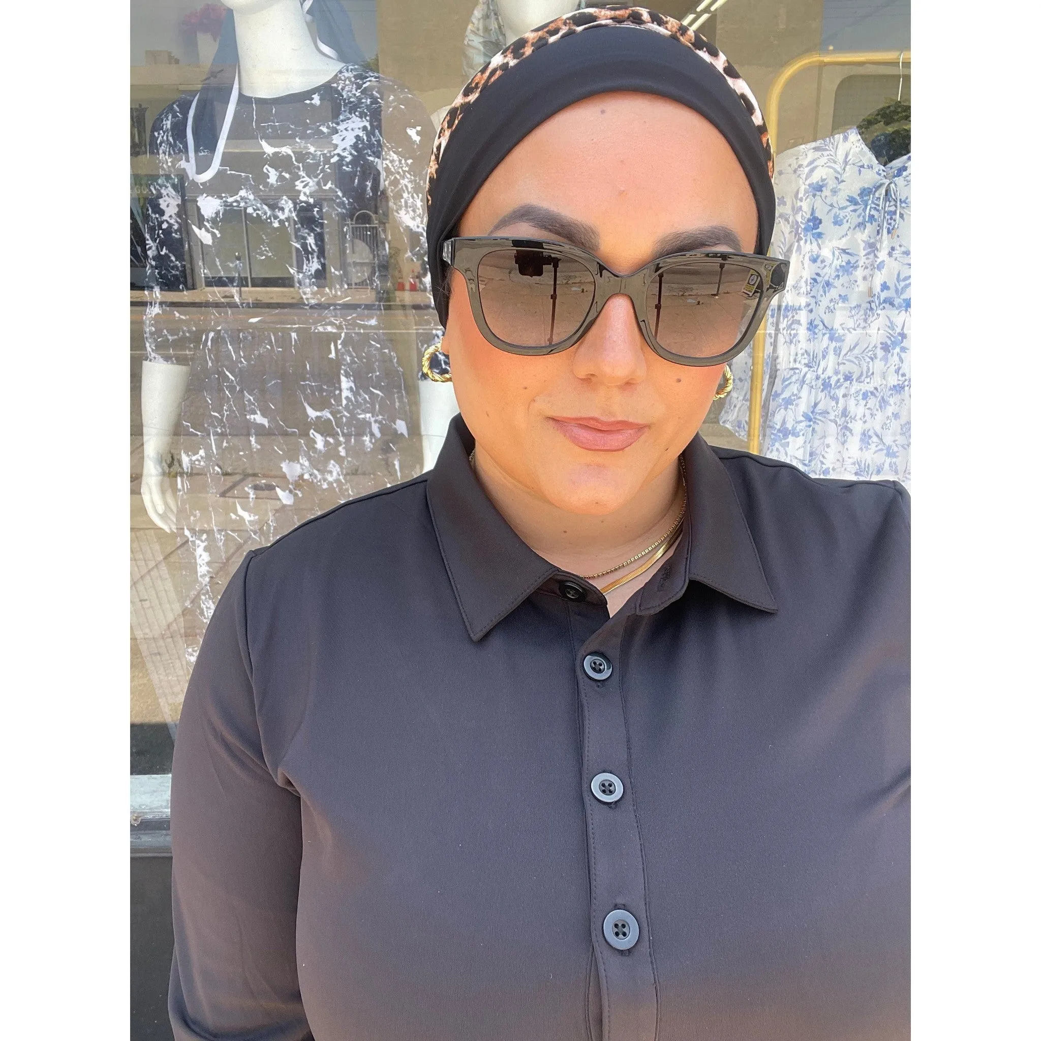 Ladies Modest Swim Dress - Black, Sizes XS-XL