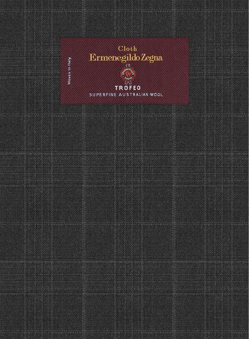Lanificio Zegna Trofeo Bonsus Charcoal Checks Wool Jacket