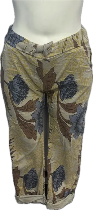 Leaf/Floral Print Stretch Pants