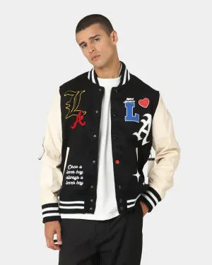 Lifted Anchors State Chenille Varsity Jacket Black
