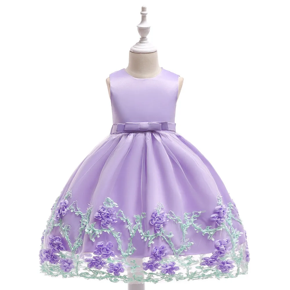 Lilac Petal Floral Dress, Size 2-12 Yrs