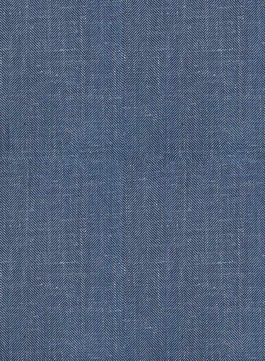 London Loom Blue Herringbone Wool Silk Linen Jacket