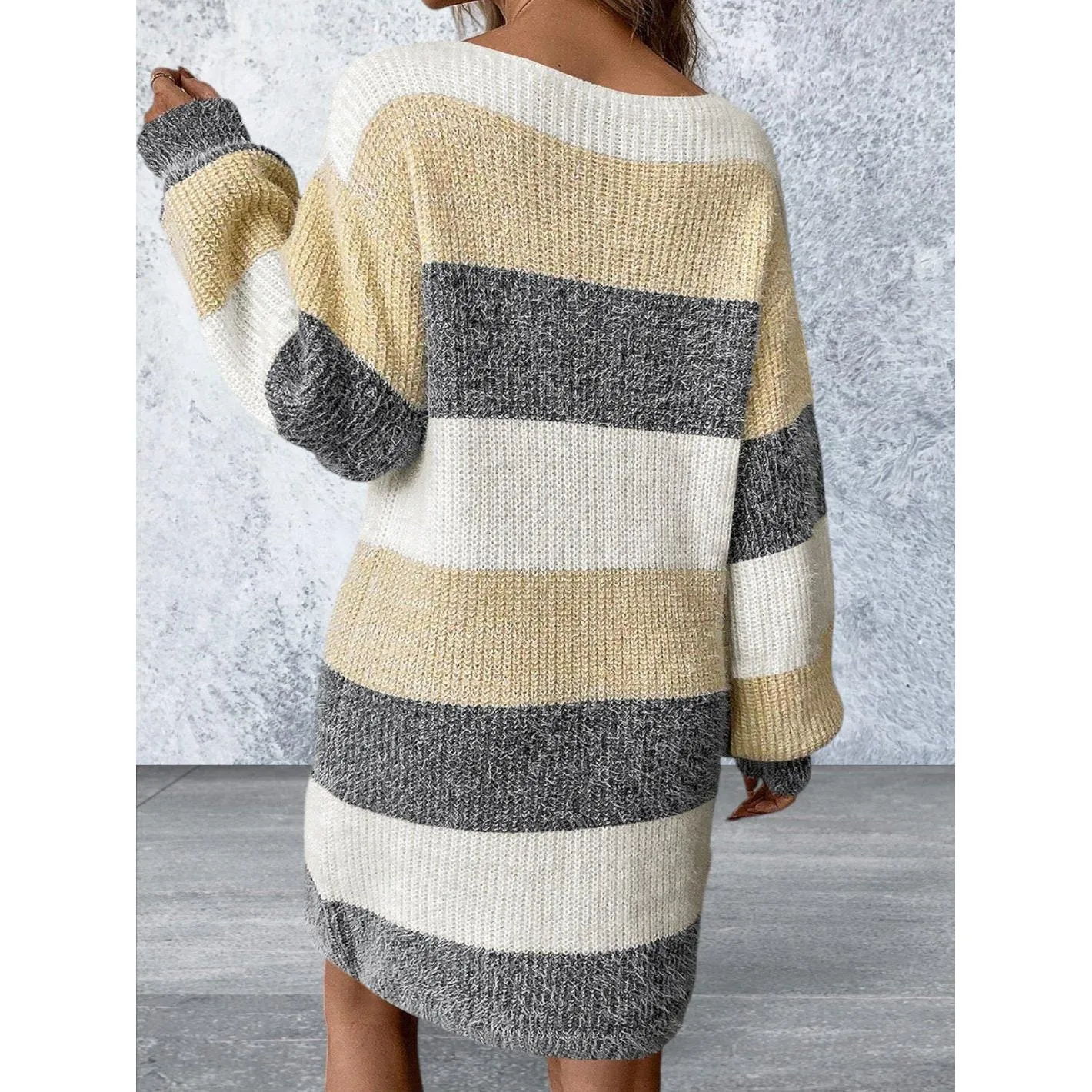 Long Sleeve Drop Shoulder Sweater Dress