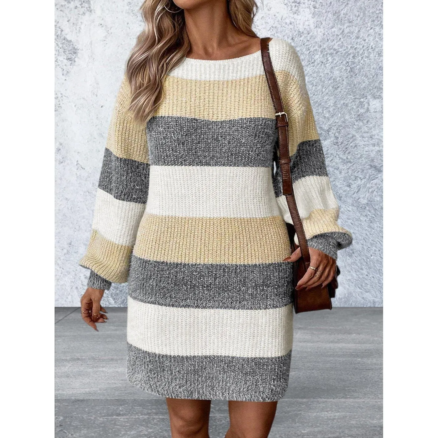 Long Sleeve Drop Shoulder Sweater Dress