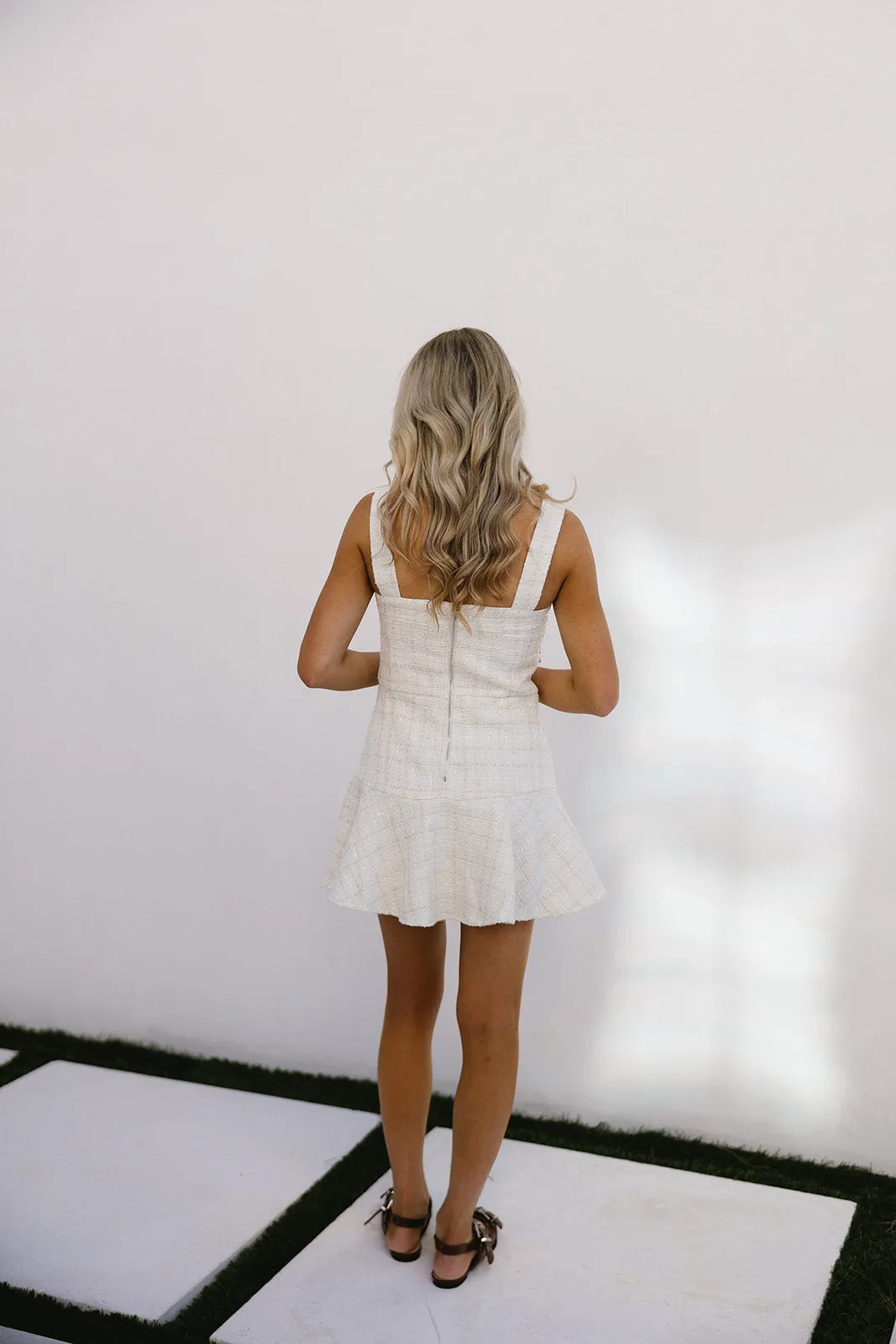 Louise Mini Dress - White Tweed