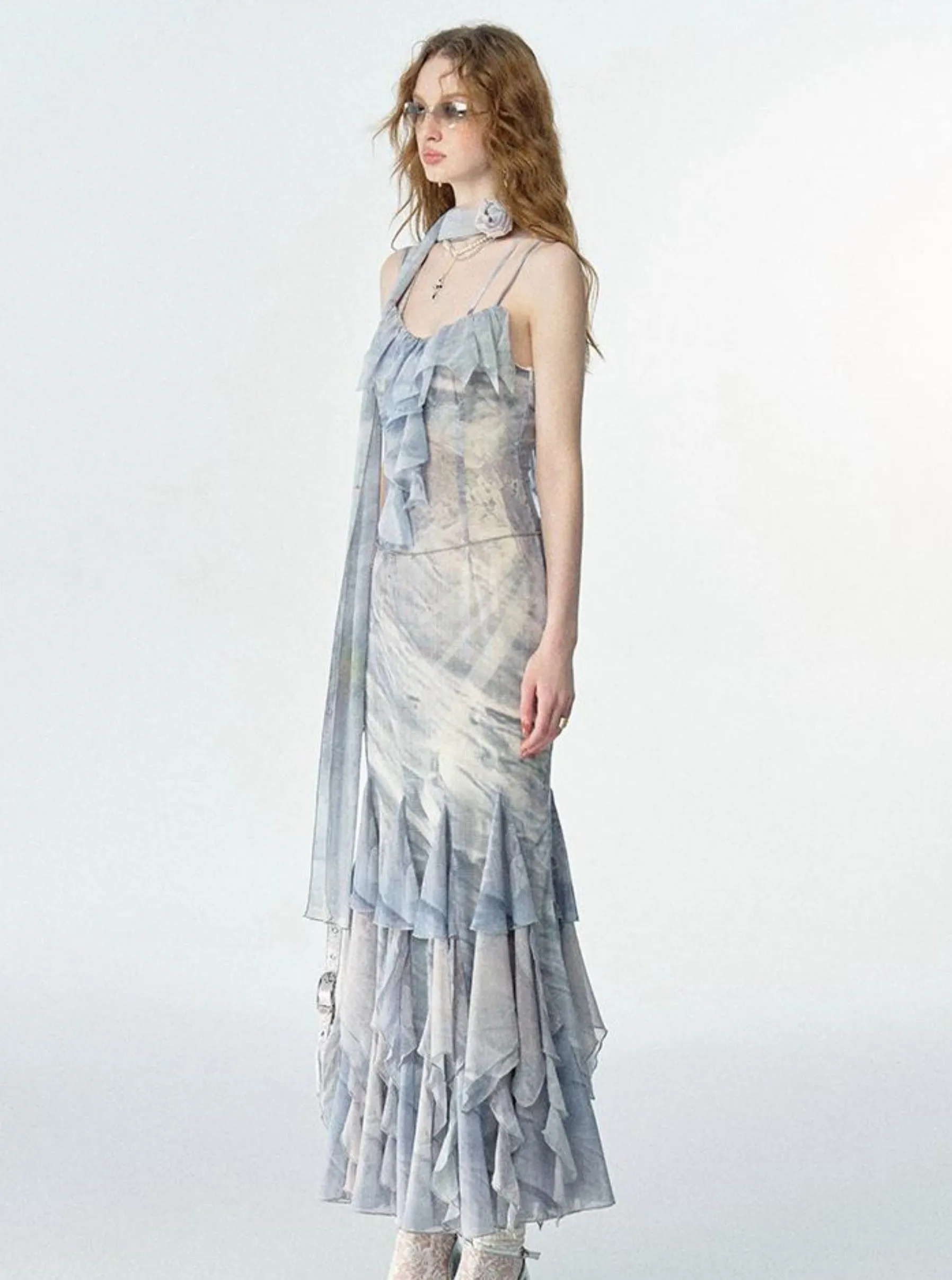 Marble Print Heavywork Insert Slip Dress