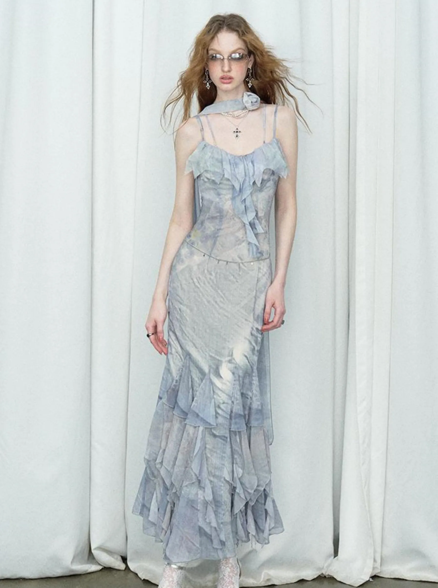 Marble Print Heavywork Insert Slip Dress