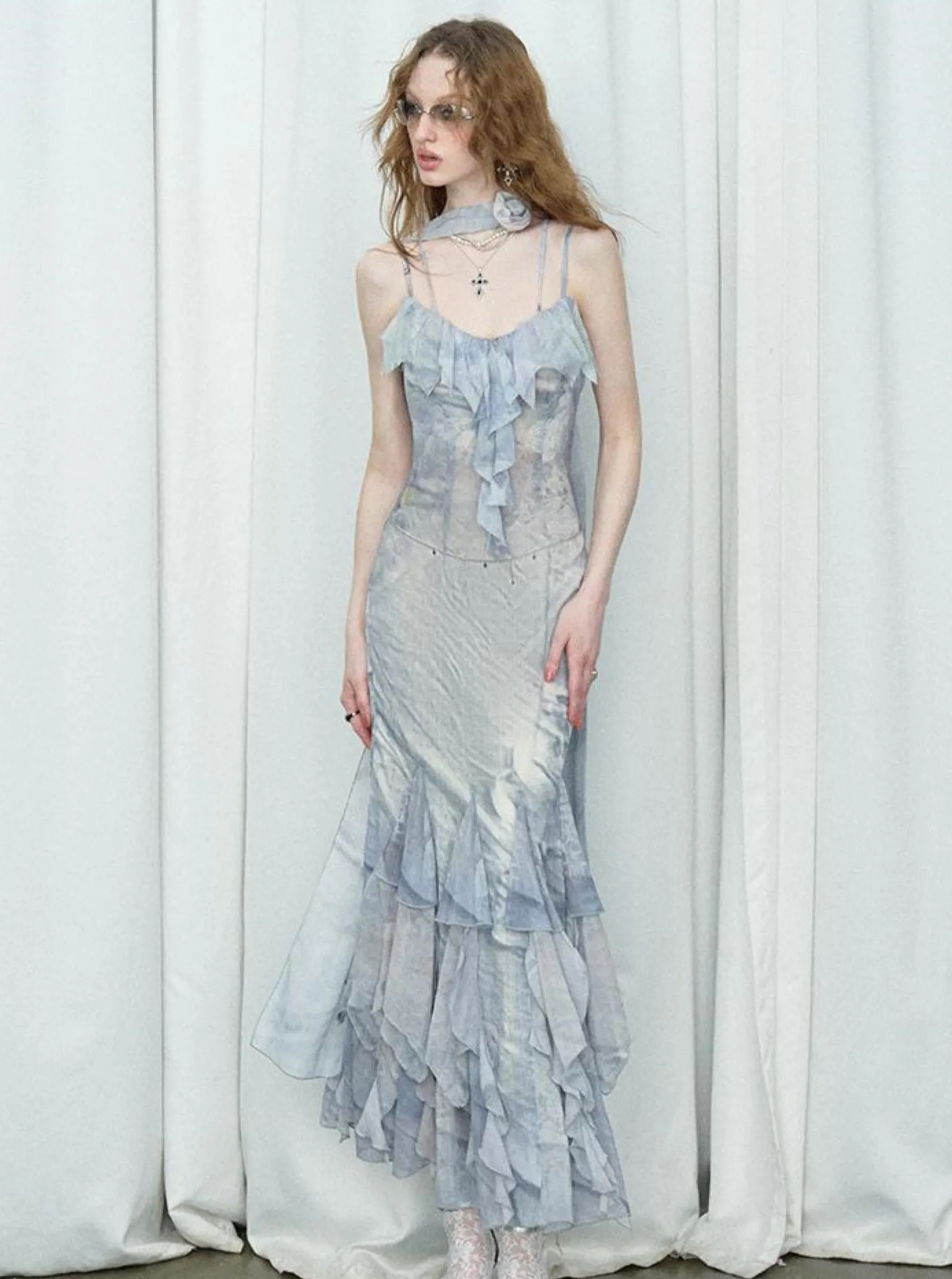 Marble Print Heavywork Insert Slip Dress