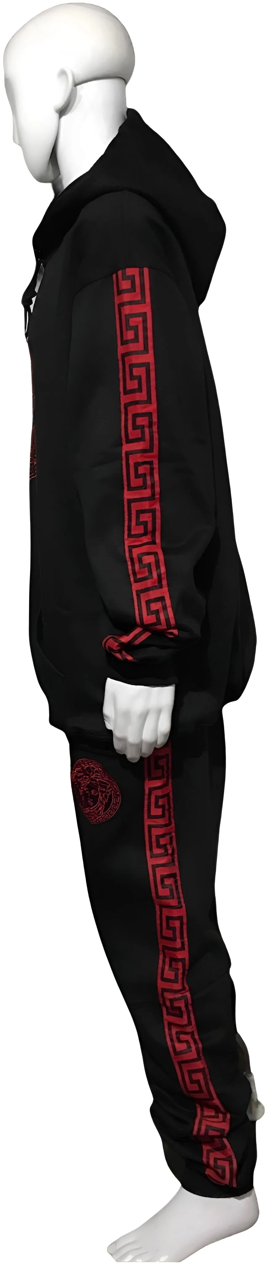 ^MEDUSA STYLE^ (RED-BLACK) HOODED SWEATSUITS (UNISEX) (EMBROIDERED LOGOS) ~LUXURY~