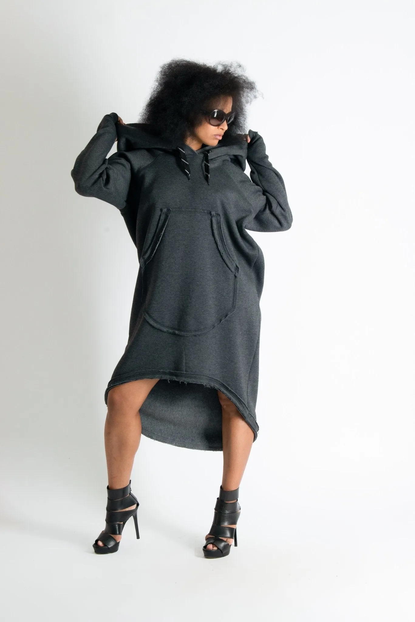 MELINDA Hooded Dress Ribbed Edge