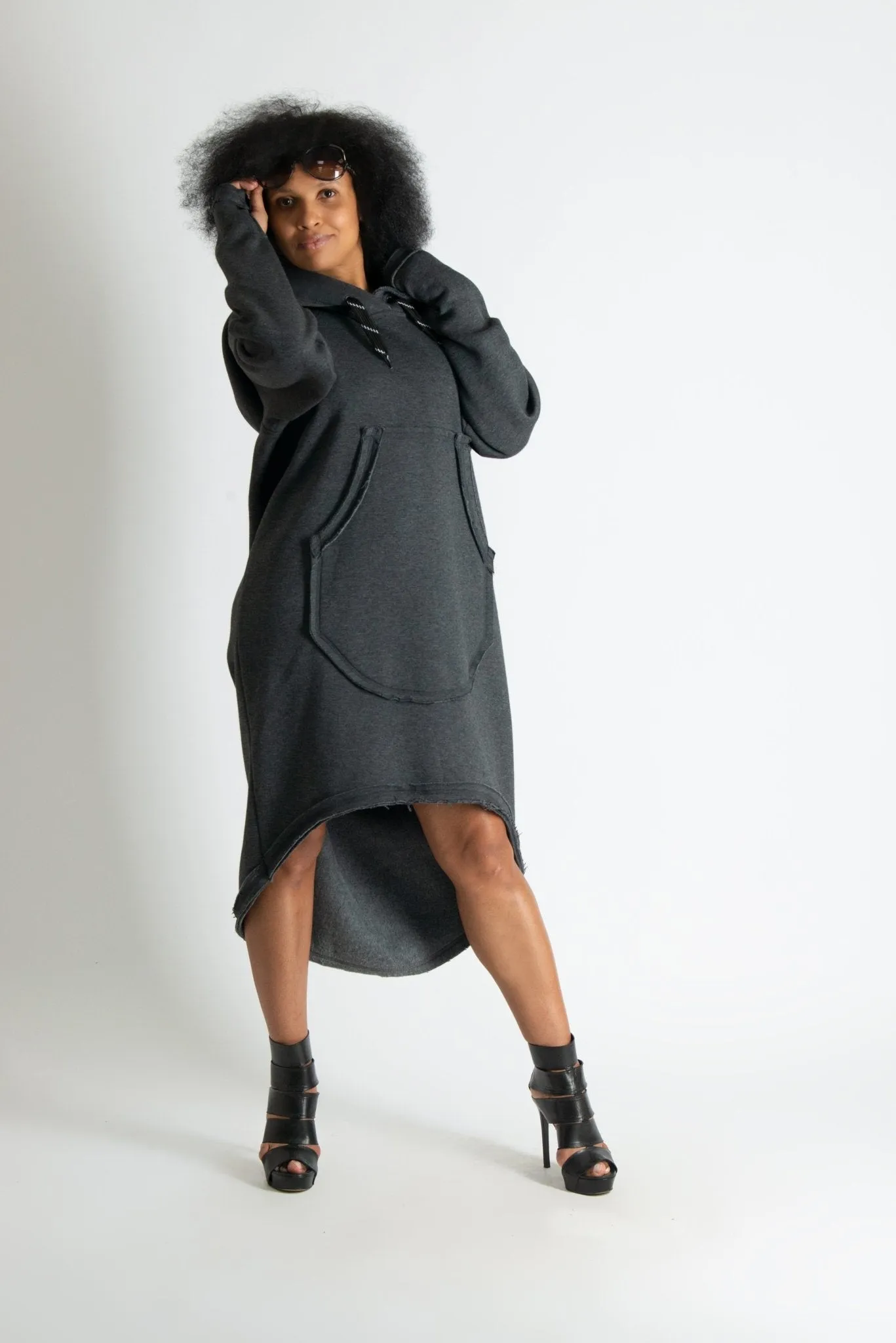 MELINDA Hooded Dress Ribbed Edge