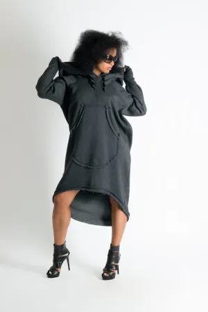 MELINDA Hooded Dress Ribbed Edge