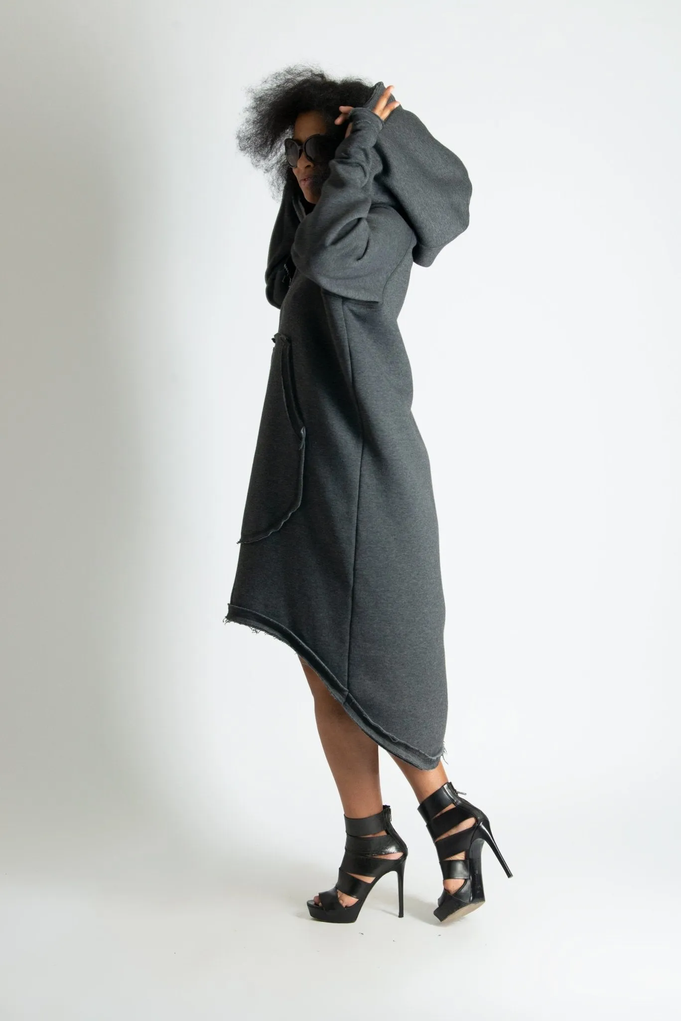 MELINDA Hooded Dress Ribbed Edge