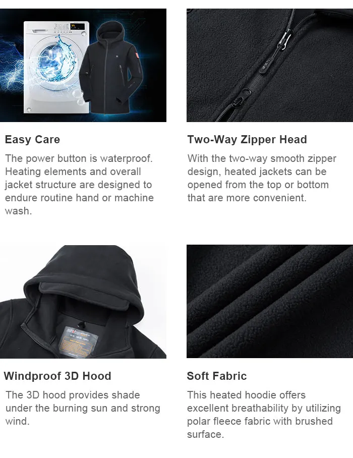 Men's Polar Fleece Heated Jacket With 12V Battery Pack - Grey