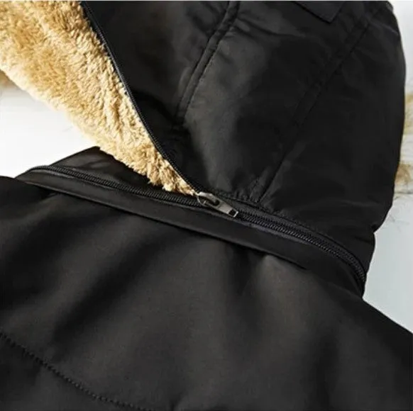 Men's Winter Cotton Hooded Thick Warm Mid-Long Parka
