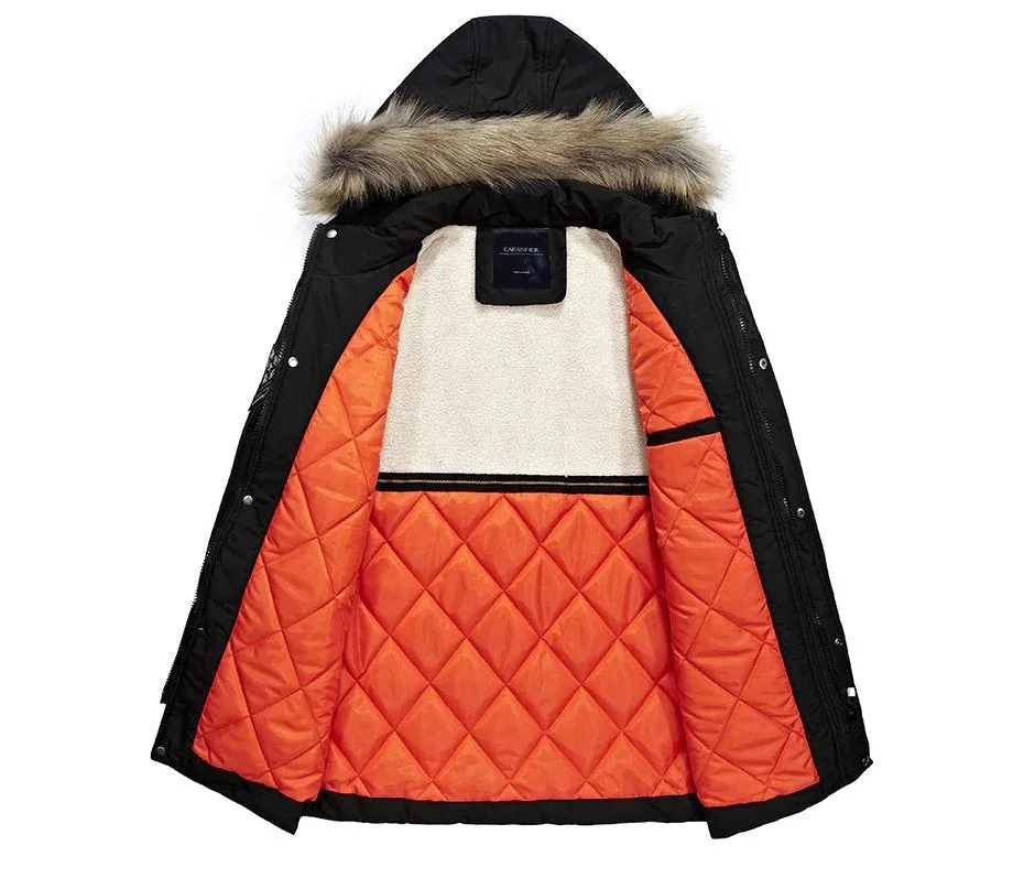 Men's Winter Fur-Hooded Warm Long Parka