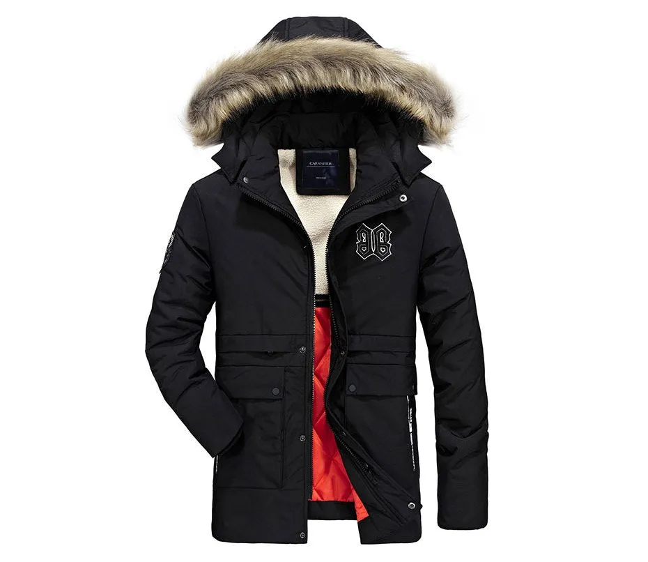 Men's Winter Fur-Hooded Warm Long Parka