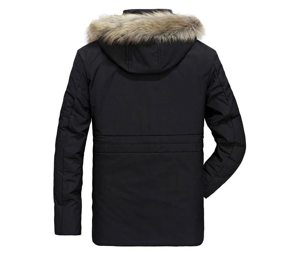 Men's Winter Fur-Hooded Warm Long Parka