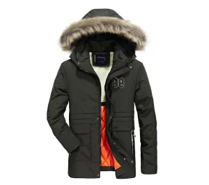 Men's Winter Fur-Hooded Warm Long Parka