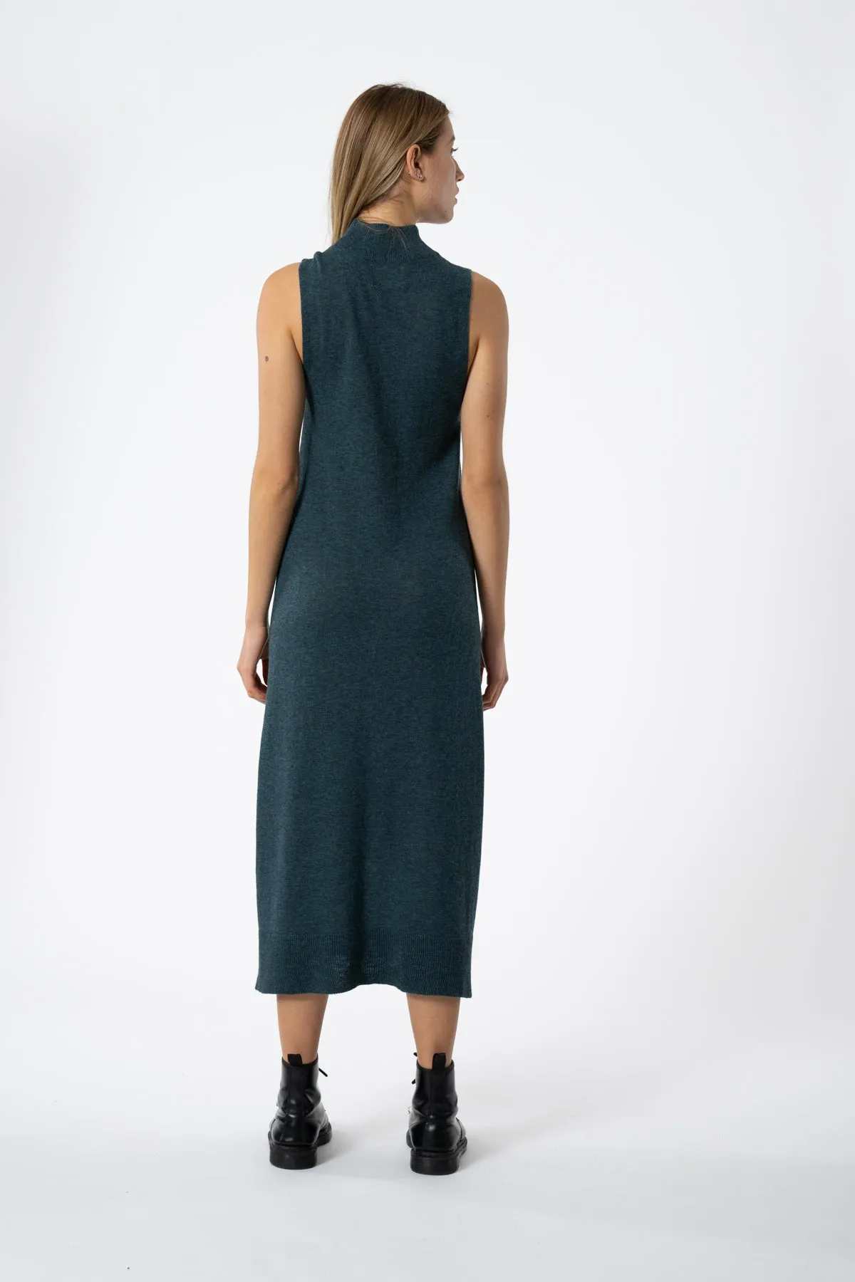 Merino Sweater Dress in Dragonfly Green