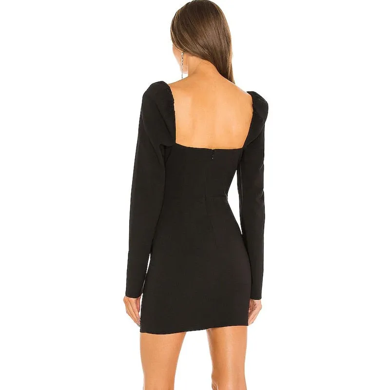 Mesh Square Neck Women's Mini Dress