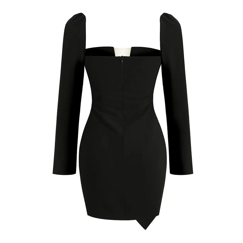 Mesh Square Neck Women's Mini Dress