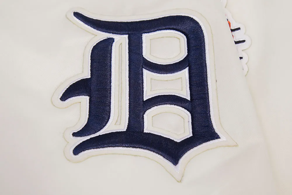 MLB DETROIT TIGERS RETRO CLASSIC MEN'S RIB SATIN JACKET (EGGSHELL/ MIDNIGHT NAVY)