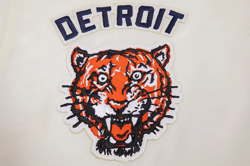 MLB DETROIT TIGERS RETRO CLASSIC MEN'S RIB SATIN JACKET (EGGSHELL/ MIDNIGHT NAVY)