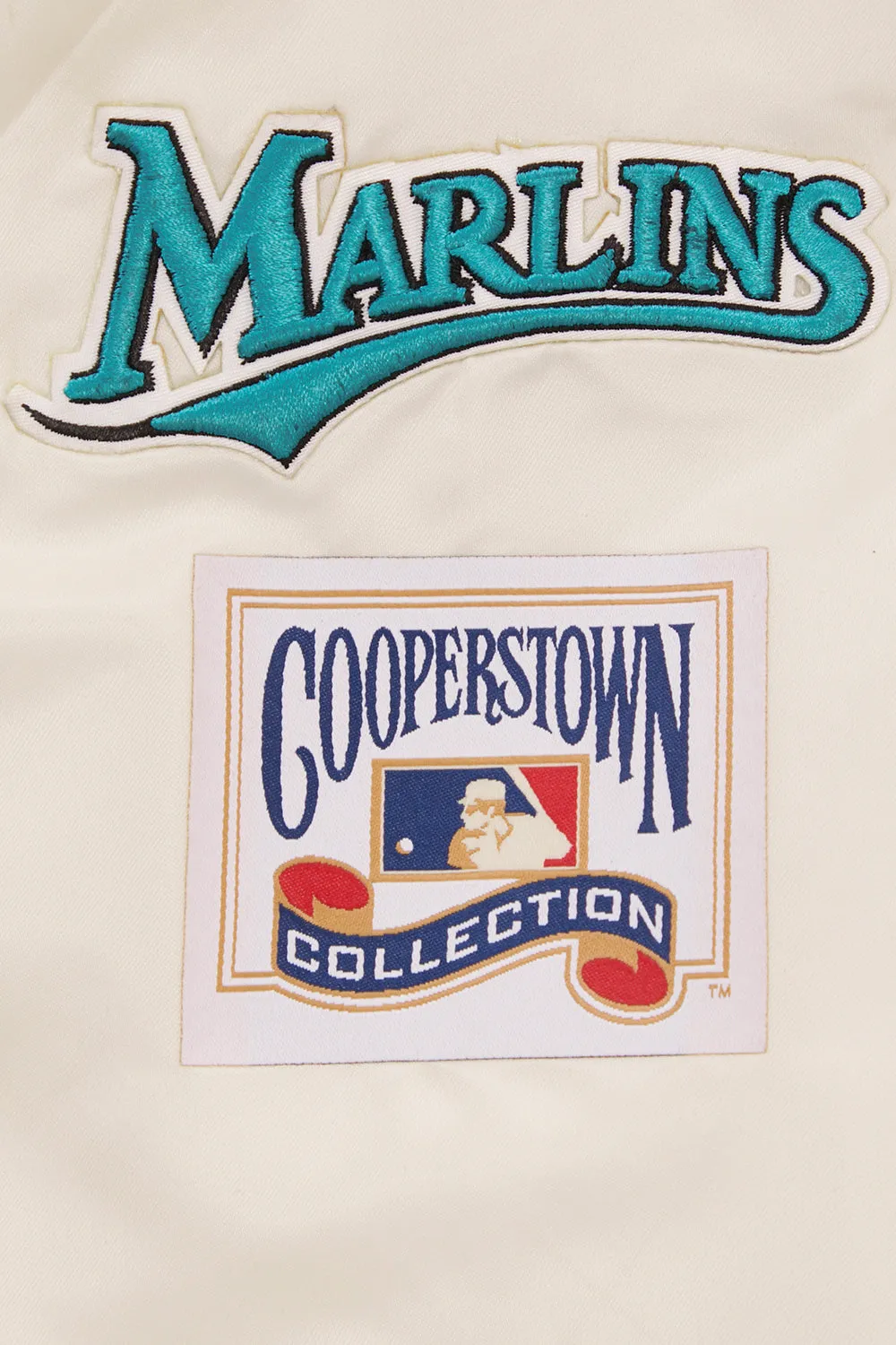 MLB FLORIDA MARLINS RETRO CLASSIC MEN'S RIB SATIN JACKET (EGGSHELL/BLACK)