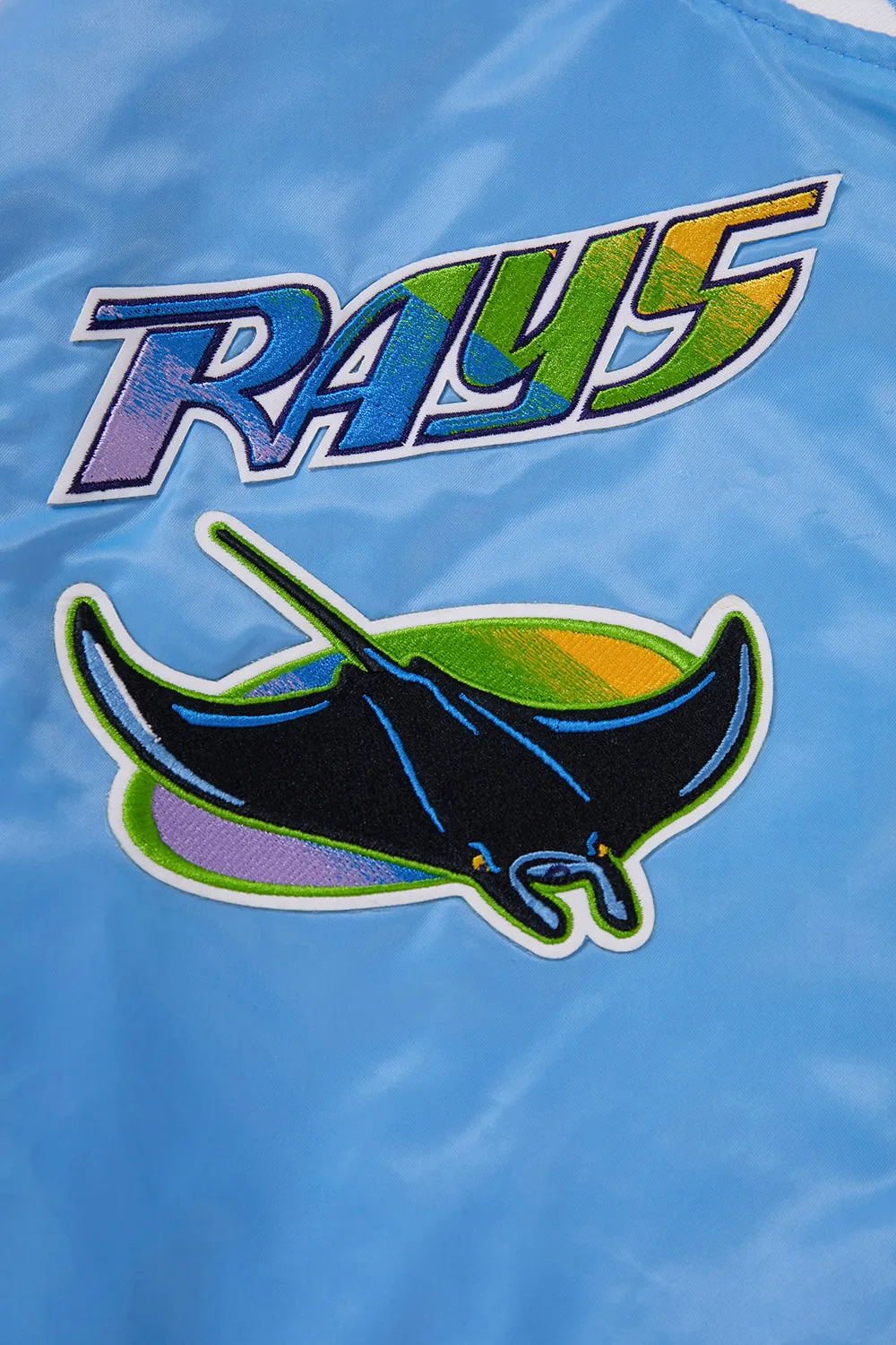 MLB TAMPA DEVIL RAYS RETRO CLASSIC MEN'S RIB SATIN JACKET (UNIVERSITY BLUE)