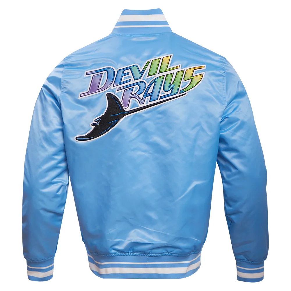 MLB TAMPA DEVIL RAYS RETRO CLASSIC MEN'S RIB SATIN JACKET (UNIVERSITY BLUE)