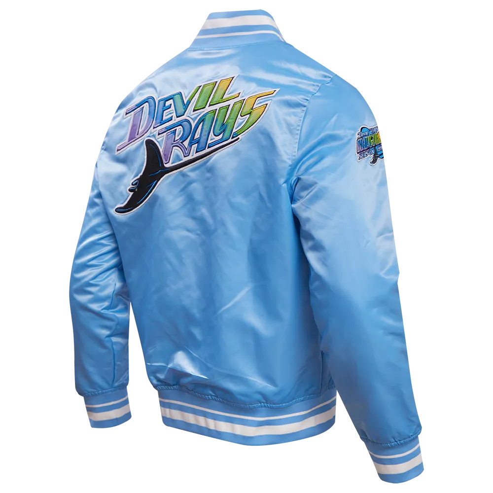 MLB TAMPA DEVIL RAYS RETRO CLASSIC MEN'S RIB SATIN JACKET (UNIVERSITY BLUE)
