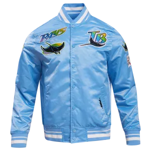 MLB TAMPA DEVIL RAYS RETRO CLASSIC MEN'S RIB SATIN JACKET (UNIVERSITY BLUE)