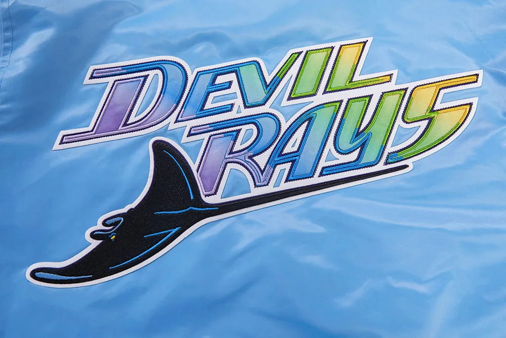 MLB TAMPA DEVIL RAYS RETRO CLASSIC MEN'S RIB SATIN JACKET (UNIVERSITY BLUE)