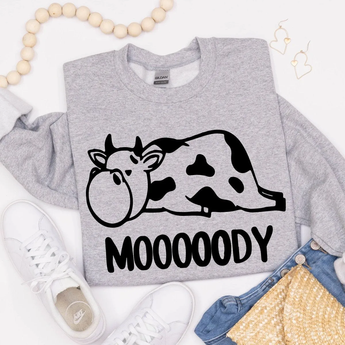 Mooooody Cow Crewneck Sweatshirt
