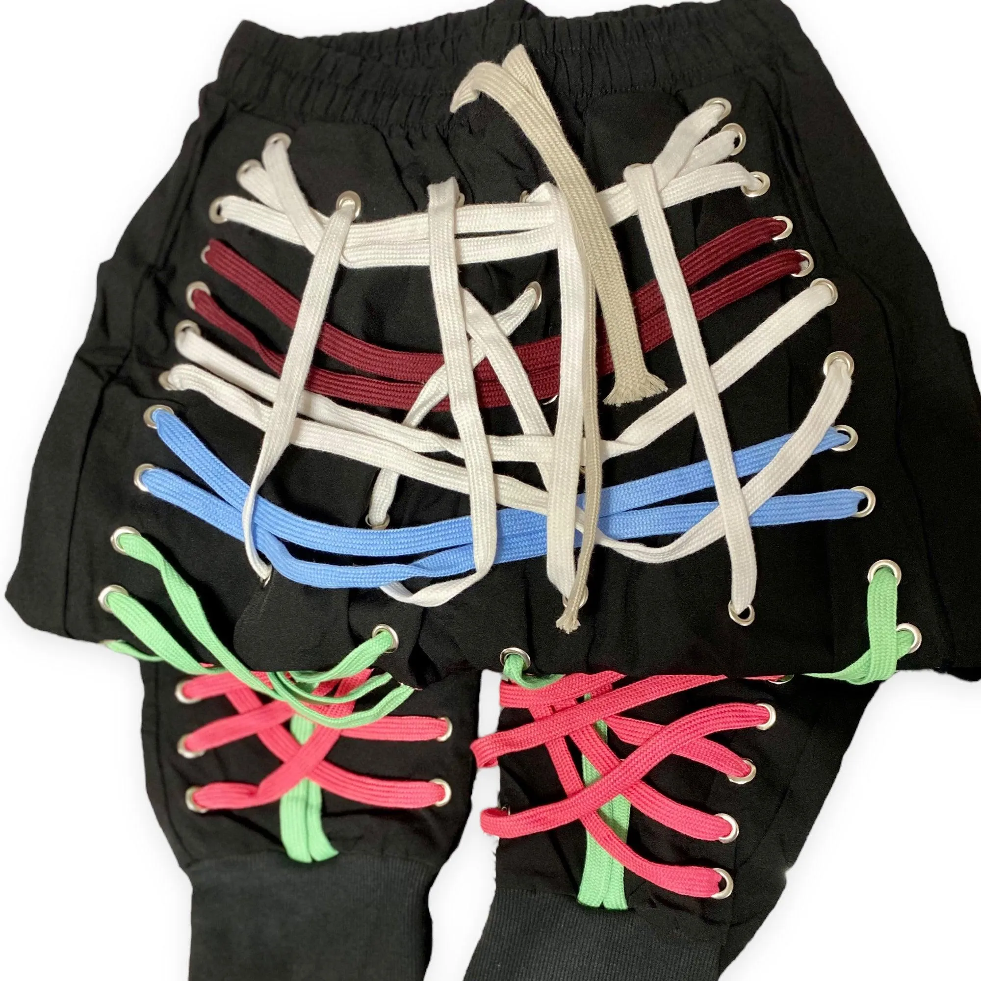 Multi Color Mega Strap Black Joggers