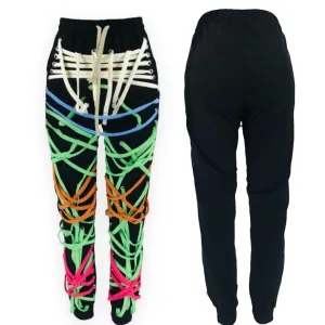 Multi Color Mega Strap Black Joggers