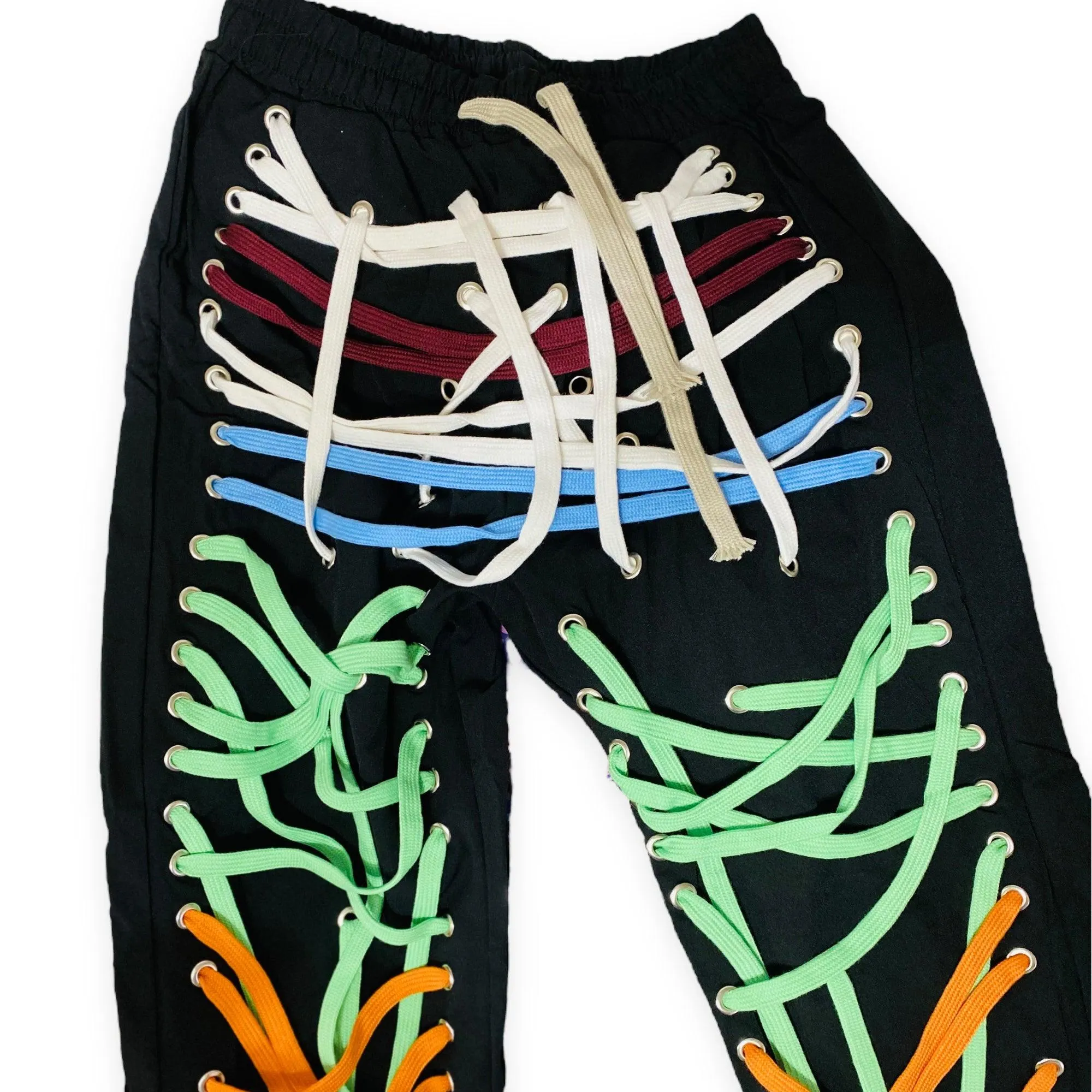 Multi Color Mega Strap Black Joggers