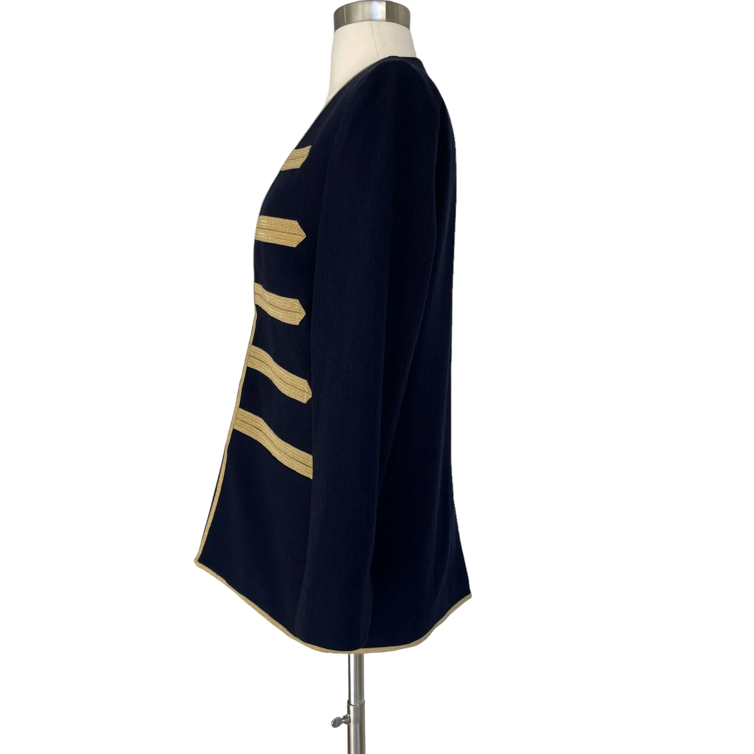 Navy and Gold Military Jacket - M